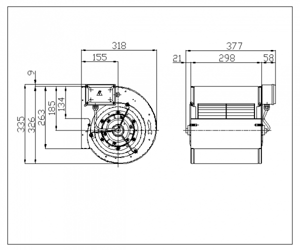 Ventilator centrifugal DDM 8/9 T E6G3405  1F 