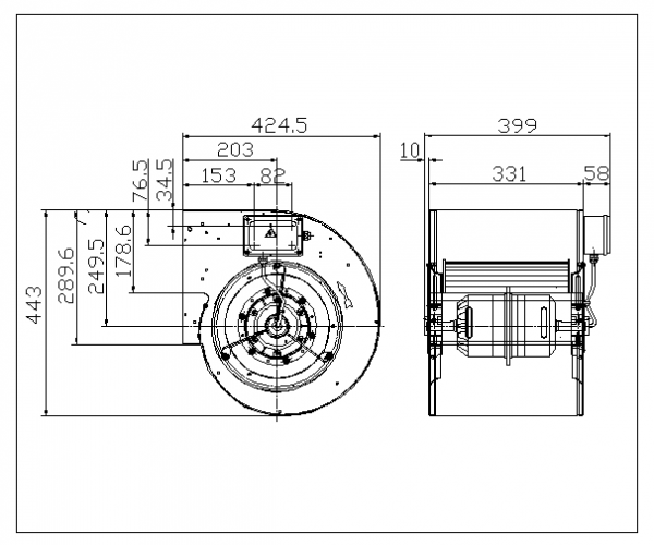 Ventilator centrifugal DDM 10/10 E6G3706 3F 4P