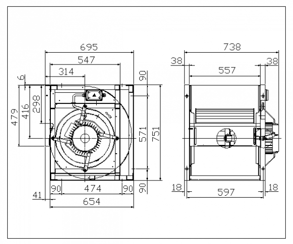 Ventilator centrifugal DD 18/18 142974 3F 8P