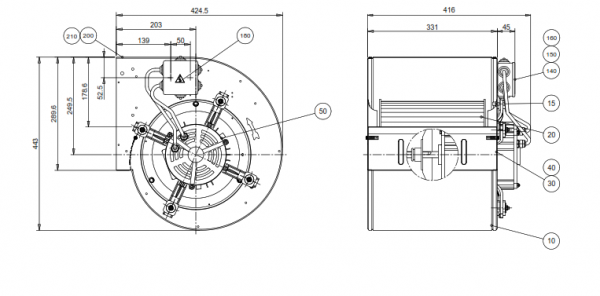 Ventilator centrifugal DD 10/10 M9N0 3F 4P