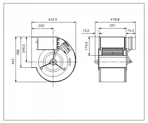 Centifugal fan DDMP 10/10  M6A2 DA5 230V-1F + DRIVER