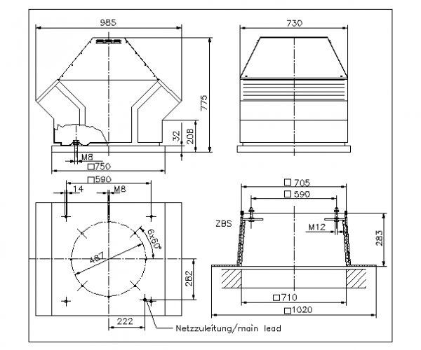 Ventilator centrifugal de acoperis tip turela - RDM 3E-4556-43-17