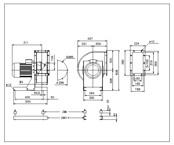 Ventilator centrifugal REM 11 -0250-2W-08