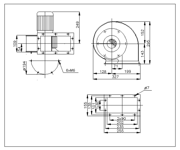 Ventilator centrifugal TEM 01-0160-4W-05