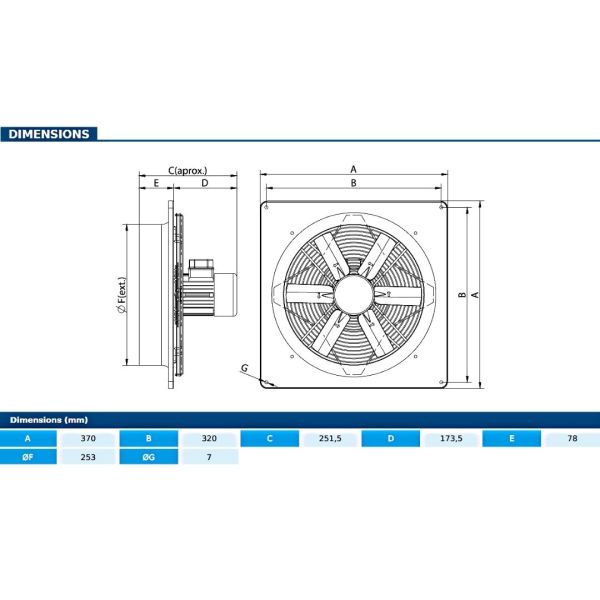 Ventilator axial HJBM PLUS 25 M4 0,06kW