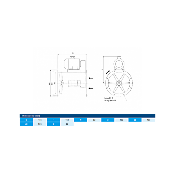 Axial fans HH-2 45 T4 0,37kW