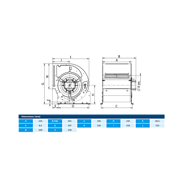 Centrifugal fan BD 7/7 M4 0.13 kW