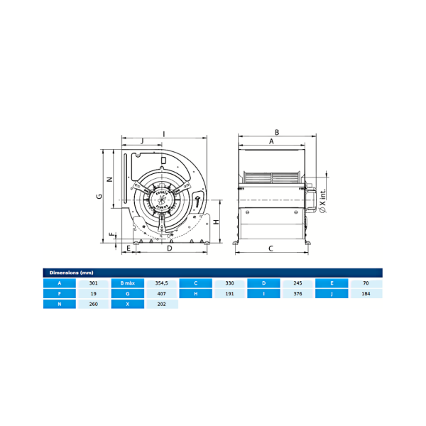 Centrifugal fan BD 9/9 M4 0.35 kW