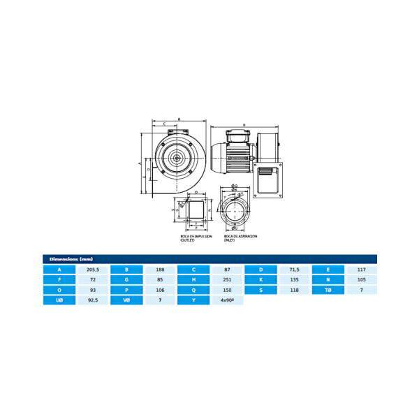 Ventilator centrifugal MB 12/5 M4 0,08kW