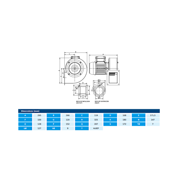 Centrifugal fan MB 16/6 T2 0,37kW