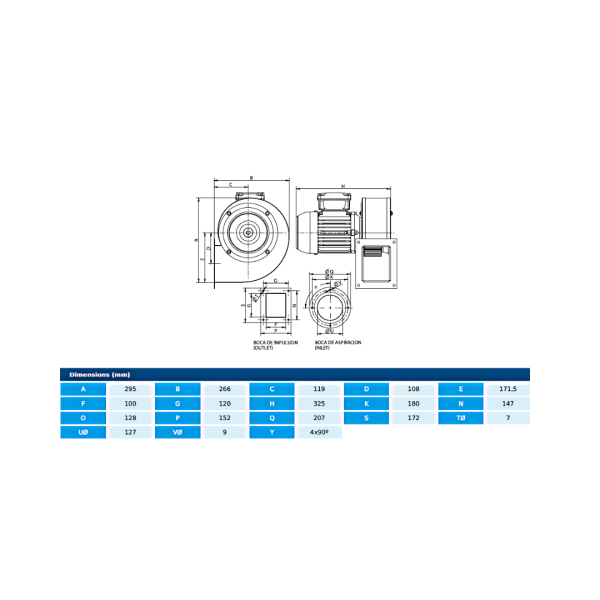 Centrifugal fan MB 16/6 M2 0,37kW