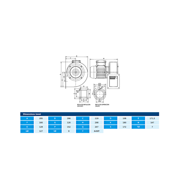 Centrifugal fan MB 16/6 M4 0,08kW