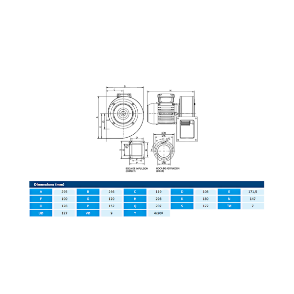 Ventilator centrifugal MB 16/6 T4 0,08kW