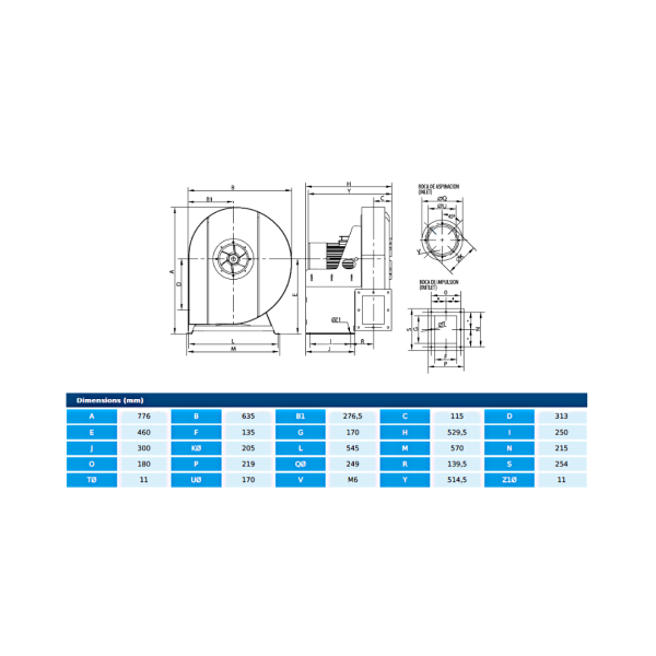 Centrifugal fan AA 45/5 T2 3kW