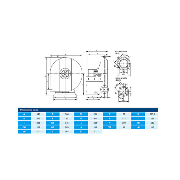 Centrifugal fan AA 47 T2 1,1kW