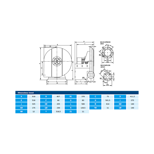 Centrifugal fan AA 70 T2 5,5kW