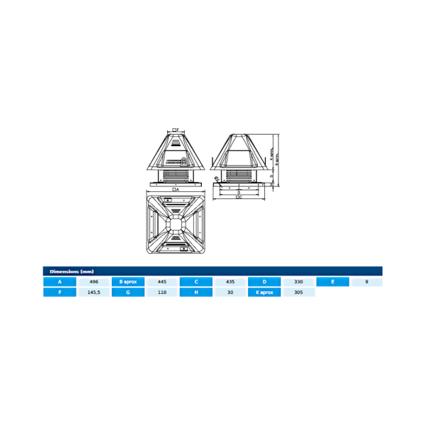 Centrifugal roof fans - CTH3 250 M4 0,12kW