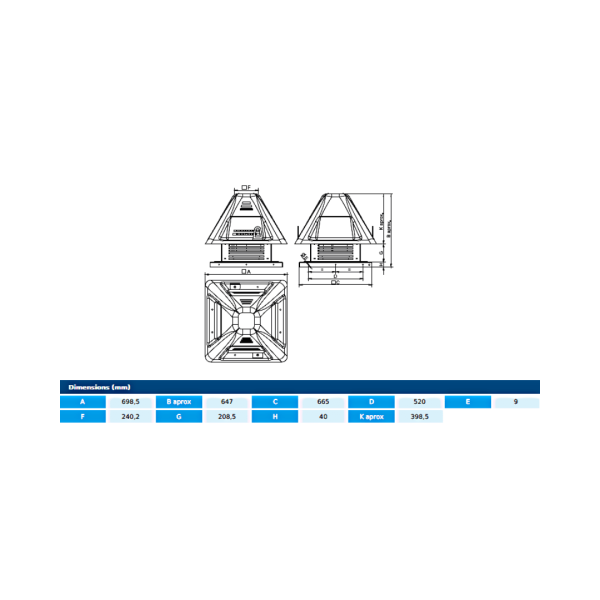 Centrifugal roof fans - CTH3 355 T4 0,55kW