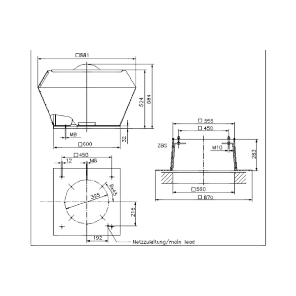 Ventilator centrifugal de acoperis tip turela - RVM F1-3535-4W-05