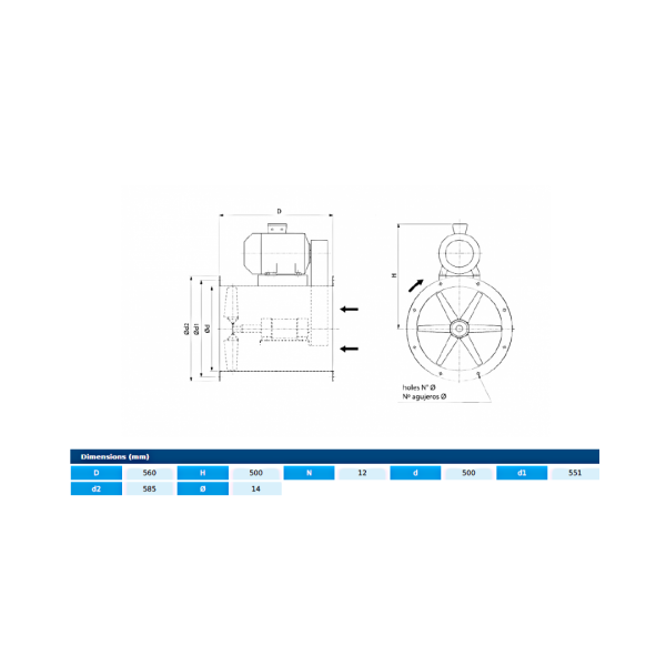 Ventilator axial HH-2 50 T4 0,55kW