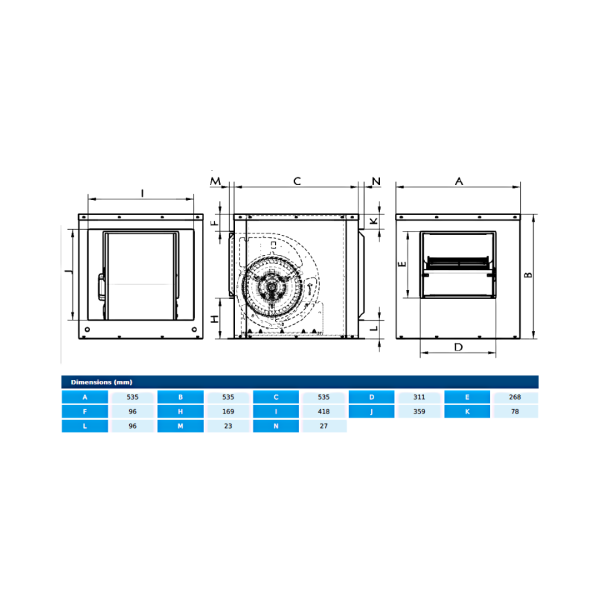 Ventilator centrifugal in cutie fonoizolata BOX BD 9/9 M6 0,16kW