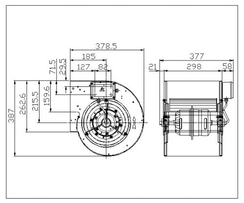 Centrifugal fan  DDM 9/9 E6G3405 1F 4P 1V 