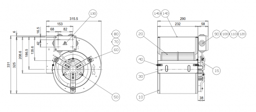 Ventilator centrifugal DD 7/7 141083 1F 4P