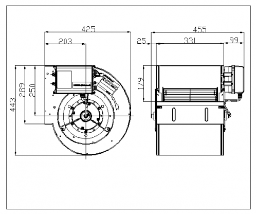 Centifugal fan DDMP 10/10 M6A4 DA8 230V-1F + DRIVER