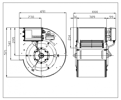 Centifugal fan DDMP 12/9  M6A4 DA8 230V-1F + DRIVER