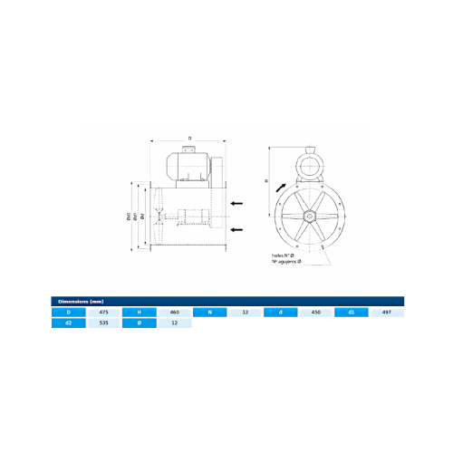 Ventilator axial HH-2 45 T4 0,37kW