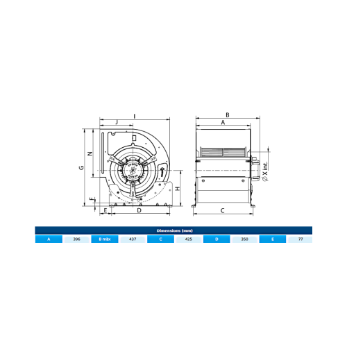 Centrifugal fan BD 12/12 M6 0.76 kW