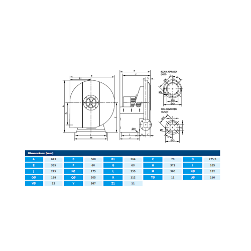 Centrifugal fan AA 47 T2 1,1kW