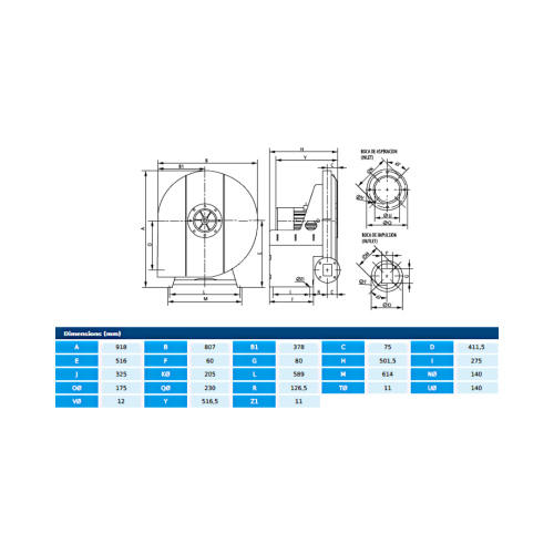 Centrifugal fan AA 70 T2 5,5kW