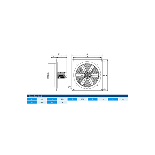 Axial fans HJBM 40 0,37kW EEC