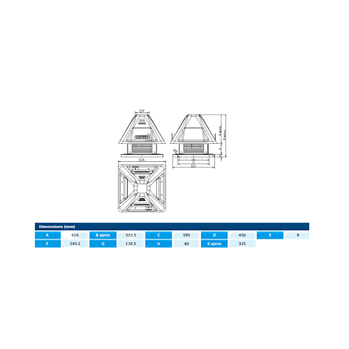 Centrifugal roof fans - CTH3 280 M4 0,12kW