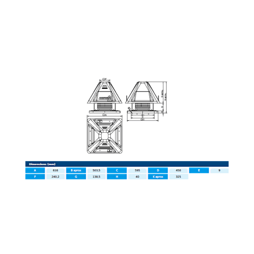 Centrifugal roof fans - CTH3 280 T4 0,12kW