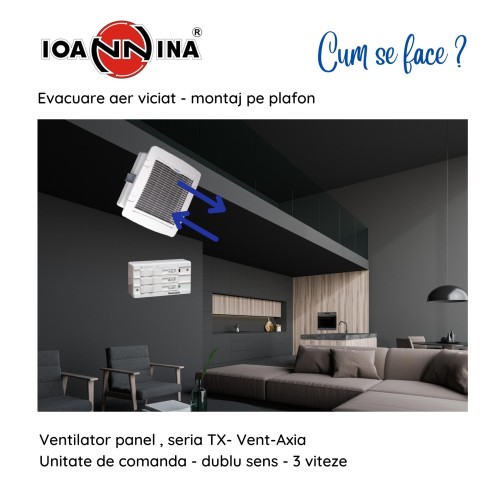 Ventilator de plafon cu dublu sens TX 12 PL