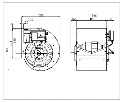 Centifugal fan RDP 315 EC motor 2,3 kW  1~230 V